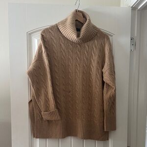 Ralph Lauren Camel Cable-Knit Turtleneck Sweater